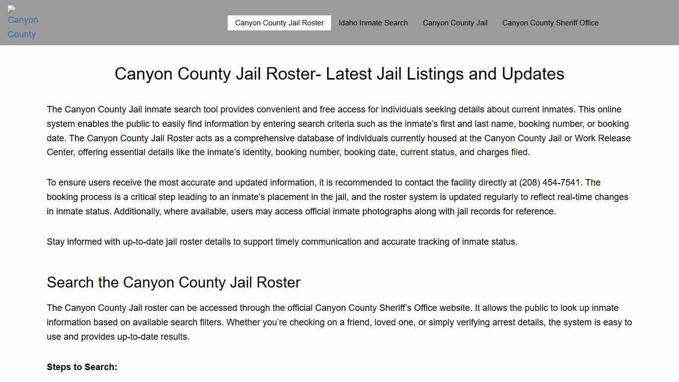 Canyon County Jail Roster- Latest Jail Listings and Updates